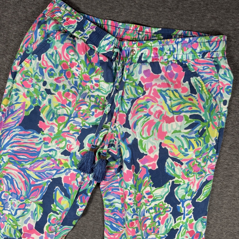 Lilly Pulitzer Jogger Pants Womens XS Tropical Floral Tassel Drawstring Resort